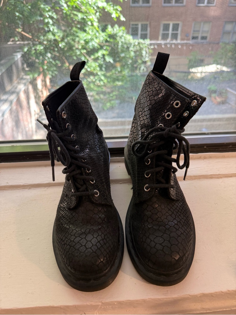 Dr. Martens Snake skin Leather Combat Boots - Picture 2 of 9